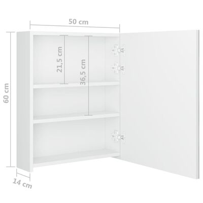 vidaXL Armoire de salle de bain à miroir LED blanc brillant 50x14x60cm