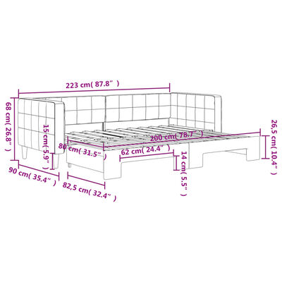 vidaXL Lit de jour avec gigogne sans matelas 80x200 cm