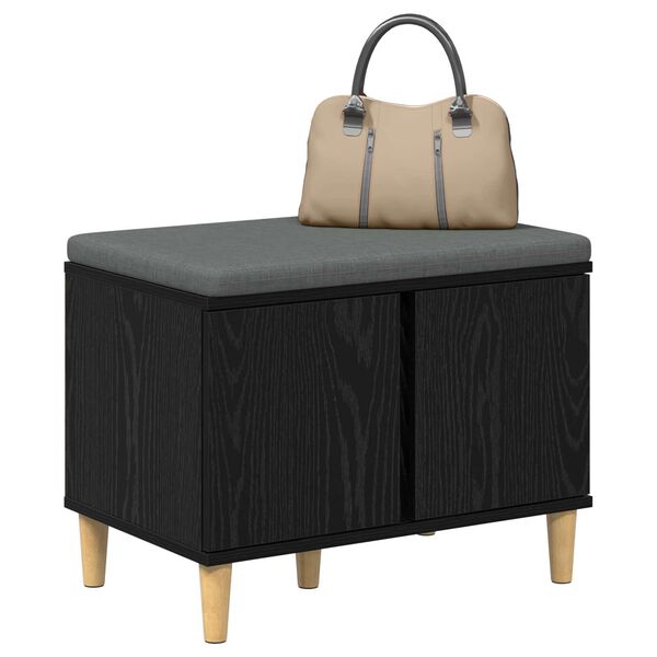 vidaXL Banc d'entr&eacute;e avec coussin Ch&ecirc;ne noir 60 x 38 x 46 cm