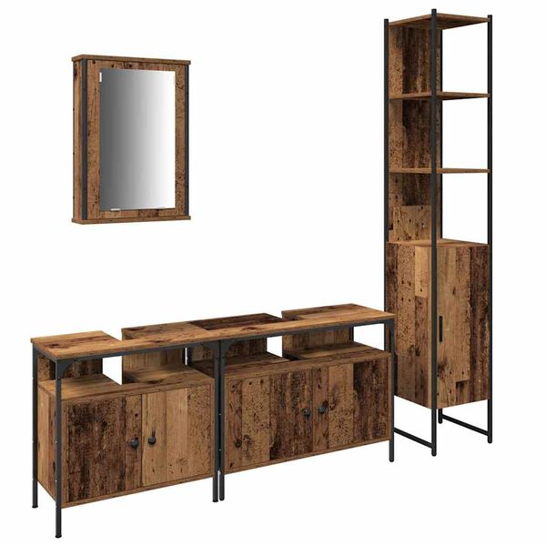 vidaXL Ensemble de mobilier de salle de bain 4 pcs Bois Ancien