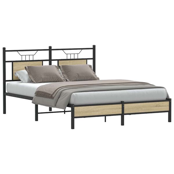 vidaXL Cadre de lit sans matelas ch&ecirc;ne sonoma 137x190 cm