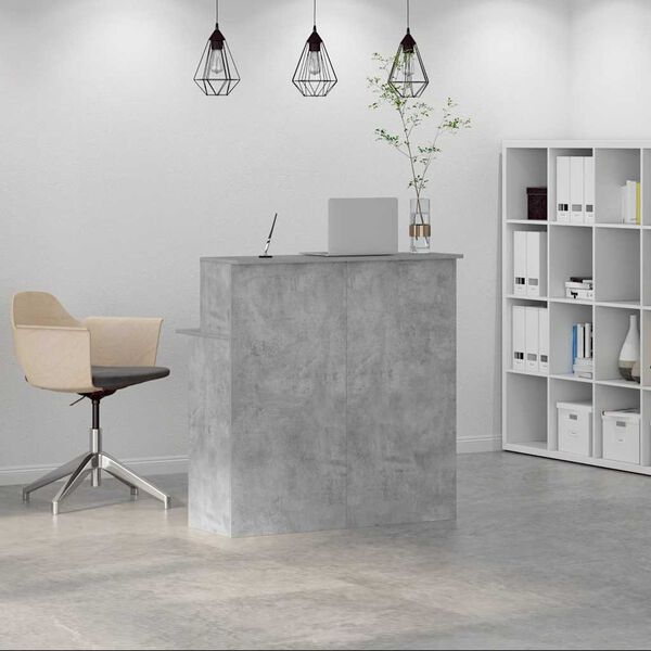 vidaXL Bureau de r&eacute;ception gris b&eacute;ton 100x50x103,5cm bois d'ing&eacute;nierie