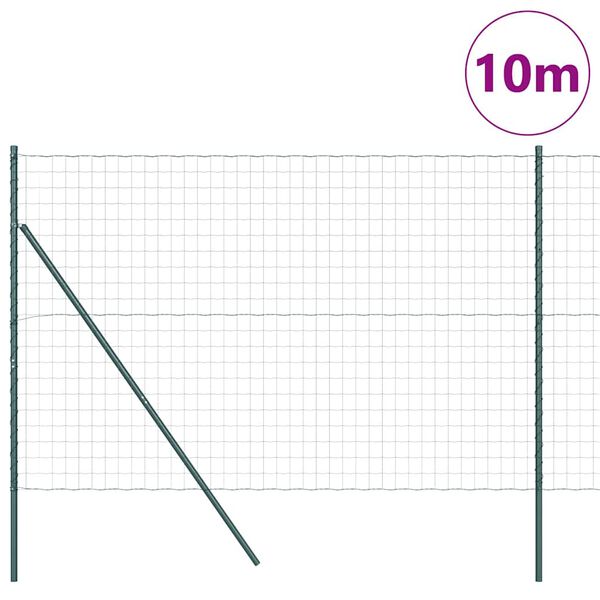 vidaXL Cl&ocirc;ture avec poteau Vert 1,5 x 10 m Acier