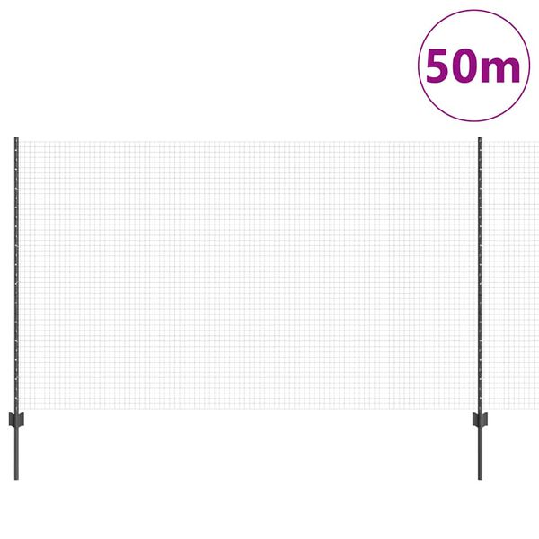 vidaXL Cl&ocirc;ture avec poteau Gris 1,4 x 50 m Acier et PVC