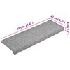 vidaXL Tapis d'escalier 15 pi&egrave;ces 65 x 21 x 4 cm Gris clair Bord rectangulaire