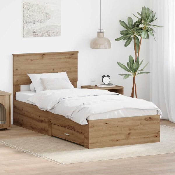 vidaXL Cadre de lit Ch&ecirc;ne artisanal 90 x 200 cm Bois d'ing&eacute;nierie