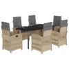 vidaXL Ensemble &agrave; manger de jardin coussins 7 pcs m&eacute;lange beige rotin