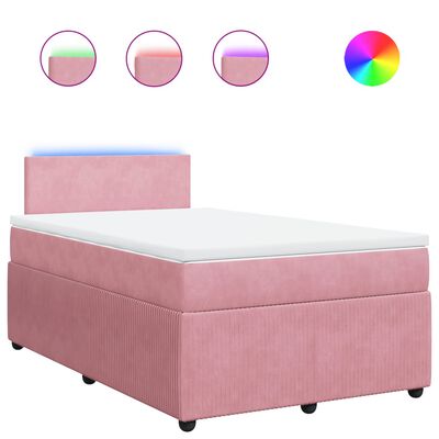 vidaXL Sommier à lattes de lit avec matelas Rose 120x200 cm Velours