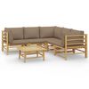 vidaXL Salon de jardin 6 pcs avec coussins taupe bambou