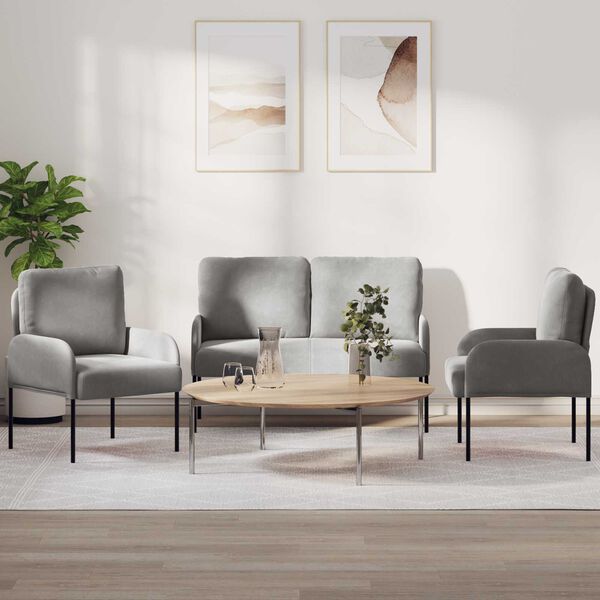 vidaXL Ensembles de canap&eacute;s 3 pcs Gris clair 115 x 56 x 80 cm