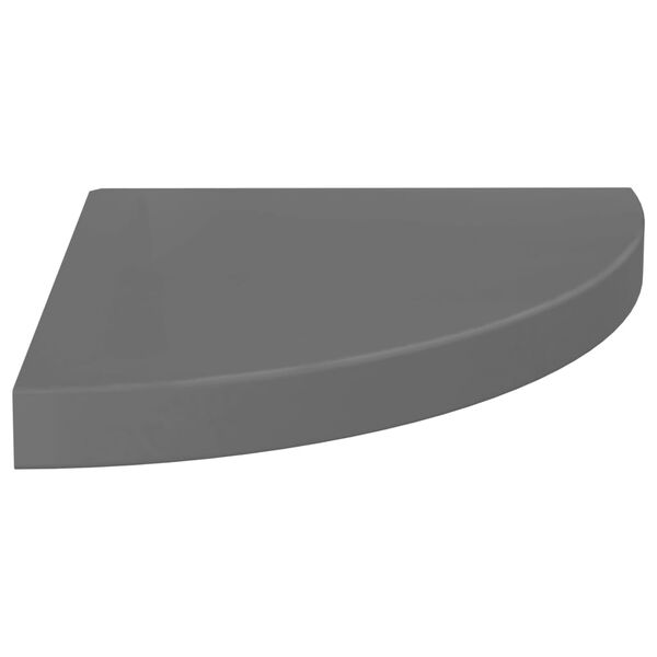 vidaXL &Eacute;tag&egrave;res d'angle flottantes 4 pcs gris brillant 35x35x3,8cm MDF