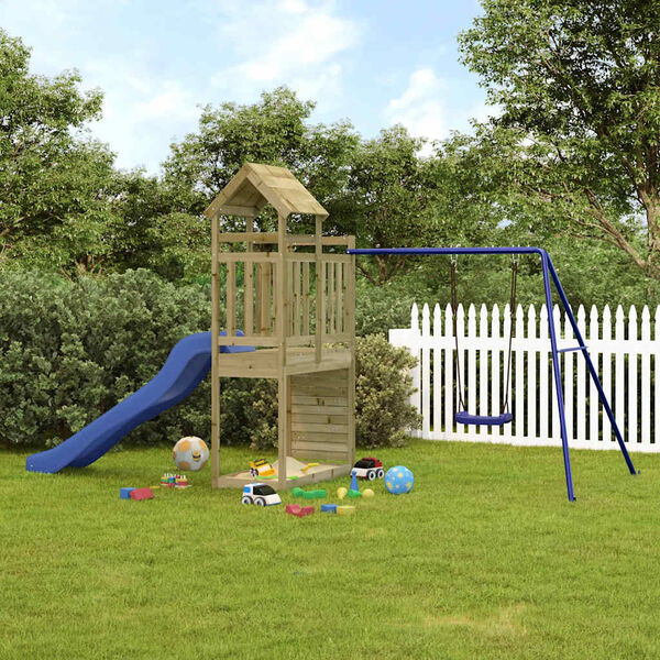 vidaXL Aire de jeux d'ext&eacute;rieur bois de pin impr&eacute;gn&eacute;