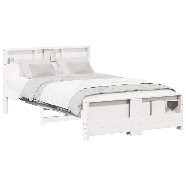 vidaXL Cadre de lit Blanc 120 x 190 cm Bois d'ing&eacute;nierie