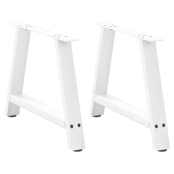 vidaXL Pieds de table basse en forme de A, 2 pi&egrave;ces, blanc, 60 x (42-43) cm, acier