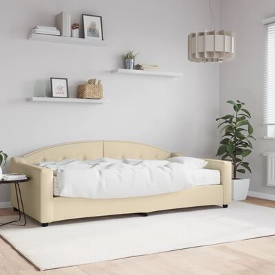 vidaXL Lit de jour avec matelas crème 100x200 cm tissu