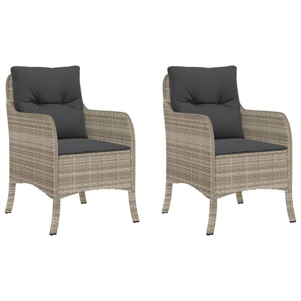 vidaXL Chaises de jardin coussins lot de 2 gris clair r&eacute;sine tress&eacute;e