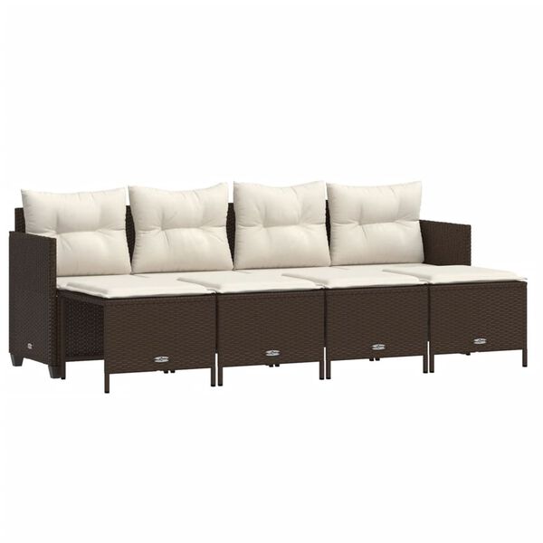 vidaXL Salon de jardin avec coussins 5 pcs marron r&eacute;sine tress&eacute;e