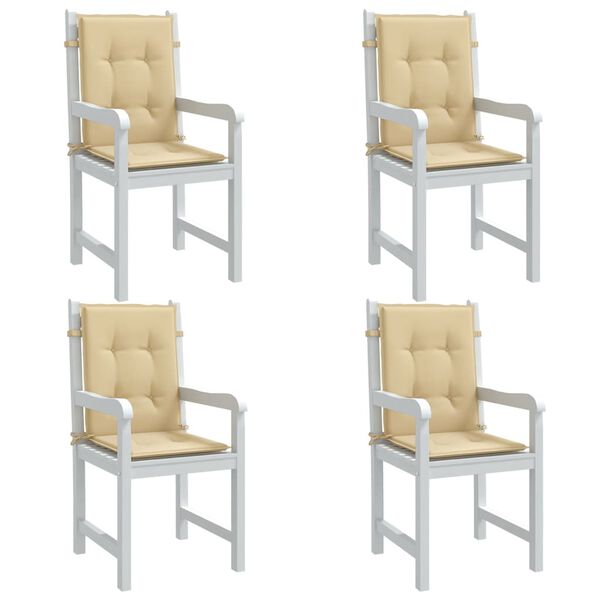vidaXL Coussins de chaise &agrave; dossier bas lot de 4 beige m&eacute;lang&eacute; tissu