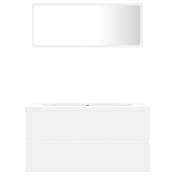 vidaXL Ensemble de meubles de salle de bain Blanc Agglom&eacute;r&eacute;
