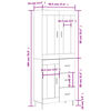 vidaXL Buffet haut Blanc 69,5x34x180 cm Bois d'ing&eacute;nierie