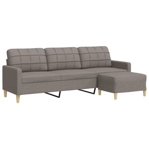 vidaXL Canap&eacute; &agrave; 3 places avec repose-pieds Taupe 210 cm Tissu