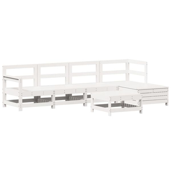 vidaXL Salon de jardin 6 pcs blanc bois de pin massif