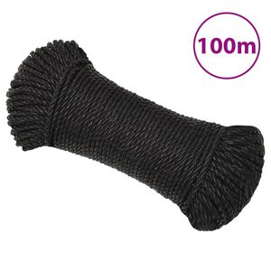 vidaXL Corde de travail Noir 3 mm 100 m polypropyl&egrave;ne