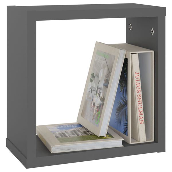 vidaXL &Eacute;tag&egrave;res cube murales 4 pcs Gris 30x15x30 cm