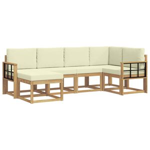 vidaXL Ensemble de canap&eacute;s d'ext&eacute;rieur 6 pcs Blanc et cr&egrave;me Polyester