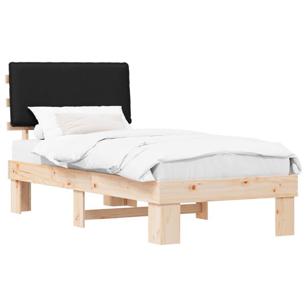 vidaXL Cadre de lit avec t&ecirc;te de lit rembourr&eacute;e Noir 75 x 190 cm