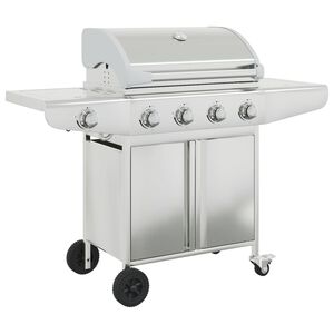 vidaXL Barbecue &agrave; gaz avec 5 br&ucirc;leurs argent&eacute; acier inoxydable