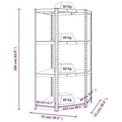 vidaXL Étagère d'angle à 4 niveaux Anthracite Acier bois d'ingénierie