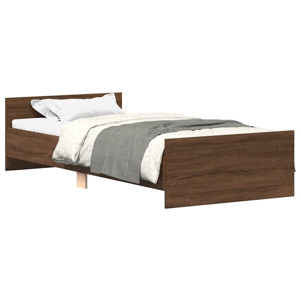 vidaXL Cadre de lit sans matelas ch&ecirc;ne marron 90x190cm bois ing&eacute;nierie