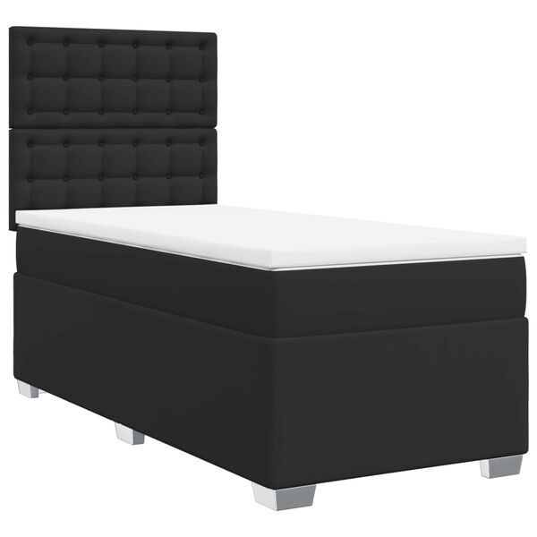 vidaXL Sommier &agrave; lattes de lit avec matelas Noir 80x200cm Similicuir