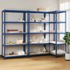 vidaXL &Eacute;tag&egrave;res &agrave; 5 niveaux 3 pcs Bleu Acier et bois d'ing&eacute;nierie