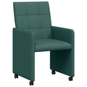 vidaXL Chaises de Salle &agrave; Manger avec Roues 2 pc tissu Vert fonc&eacute;