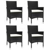 vidaXL Chaises de jardin avec coussins 4 pi&egrave;ces en polyrotin noir