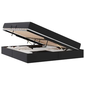 vidaXL Lit avec rangement et matelas avec matelas 2 pcs Noir Cuir