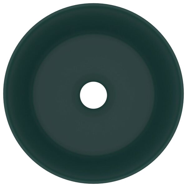vidaXL Lavabo rond de luxe Vert foncé mat 40x15 cm Céramique