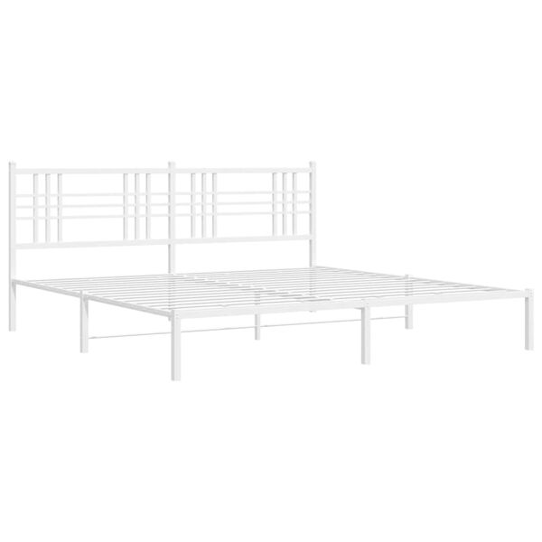 vidaXL Cadre de lit m&eacute;tal sans matelas et t&ecirc;te de lit blanc 200x200 cm