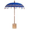 vidaXL Parasol balinais 260 Bleu 180-190 cm Coton et bois massif