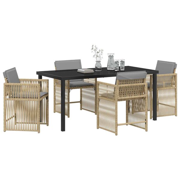vidaXL Ensemble de salle &agrave; manger pour jardin 5 pcs Beige polyrotin