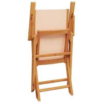 vidaXL Chaises de jardin lot de 2 beige bois d'acacia massif et tissu