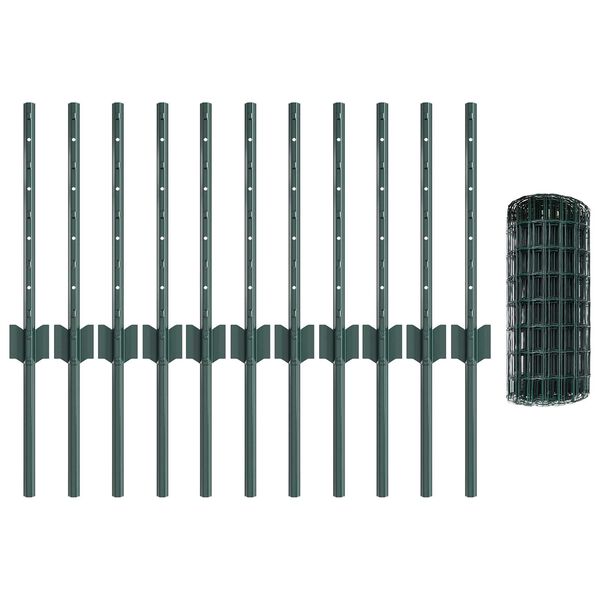 vidaXL Cl&ocirc;ture avec poteau Vert 0,4 x 25 m Acier et PVC