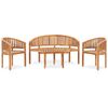 vidaXL Salon de jardin 4 pcs en forme de banane Bois de teck solide