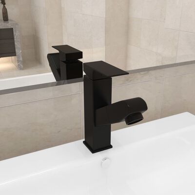 vidaXL Robinet de lavabo rétractable Finition noire 157x172 mm