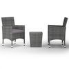 vidaXL Ensemble de bistro 3 pcs R&eacute;sine tress&eacute;e et verre tremp&eacute; Gris