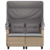 vidaXL Canap&eacute; de jardin 2 places avec auvent et tabourets beige rotin