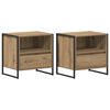 vidaXL Table de chevet 2 pc Ch&ecirc;ne artisanal 50 x 39,5 x 50 cm