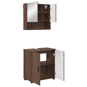 vidaXL Ensemble de mobilier de salle de bain 2 pcs Ch&ecirc;ne brun